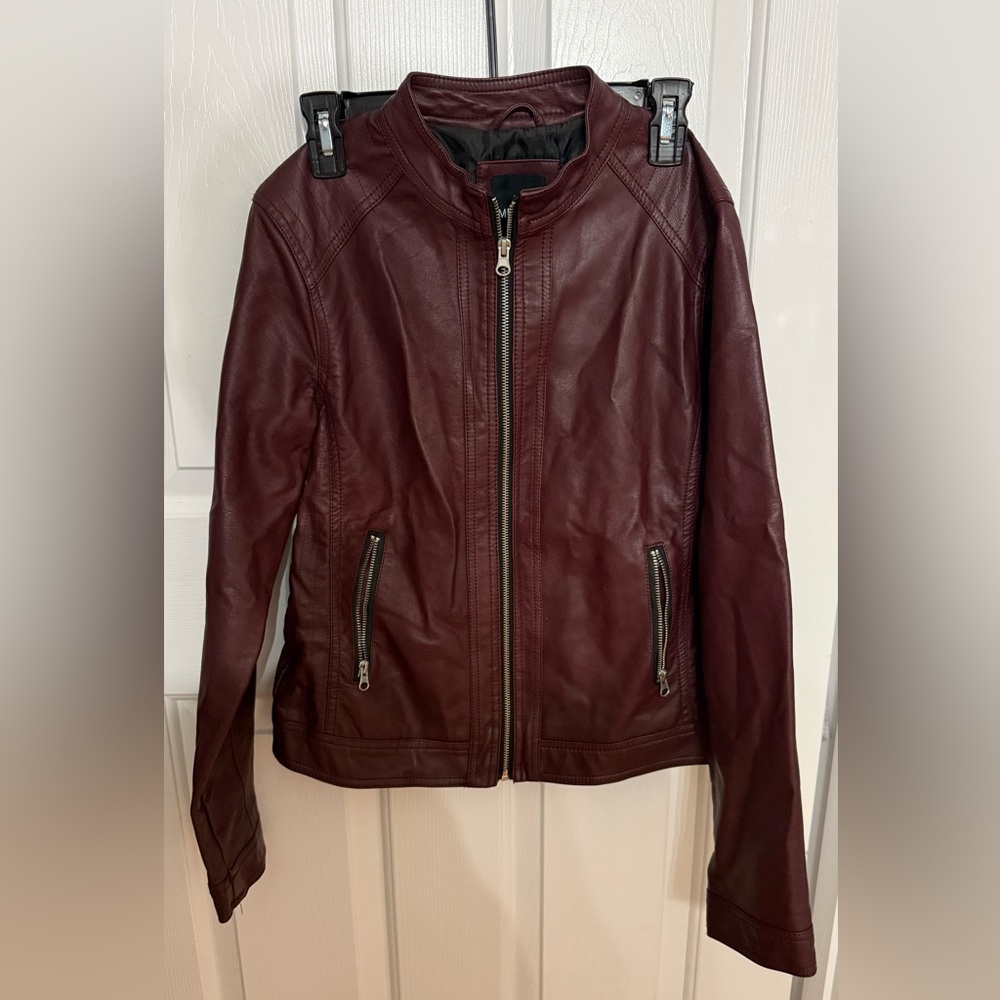 Me Jane Deep Red Leather Jacket